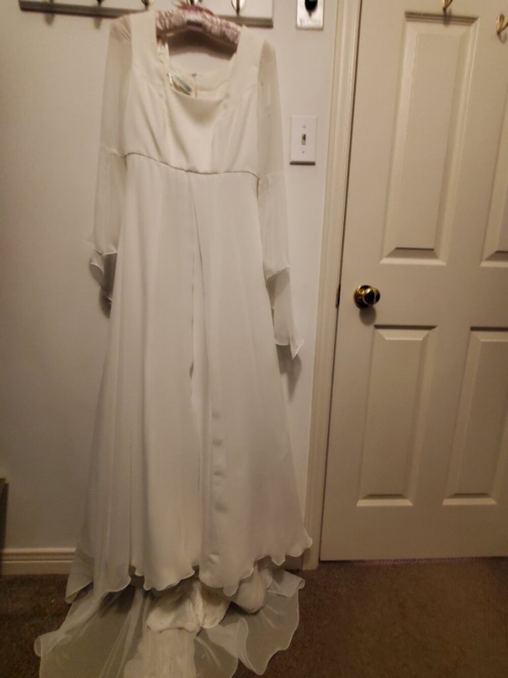 Vintage Pronovias Shakespearean Minimalist Chiffon Wedding Dress